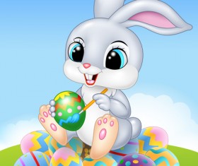 Cartoon easter rabbit cute vector material 11