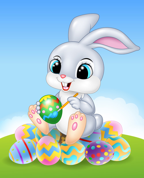 Cartoon easter rabbit cute vector material 11 free download