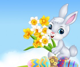 Cartoon easter rabbit cute vector material 12