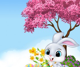 Cartoon easter rabbit cute vector material 13