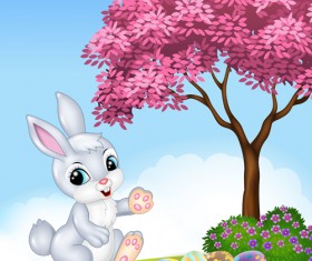 Cartoon easter rabbit cute vector material 14