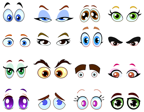 Cartoon eyes vectors set 01