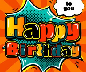 Cartoon styles happy birthday design vector 03