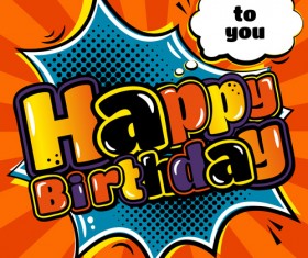 Cartoon styles happy birthday design vector 04