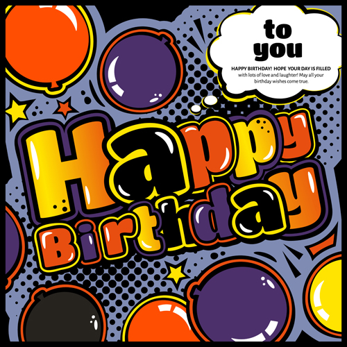 Cartoon styles happy birthday design vector 05