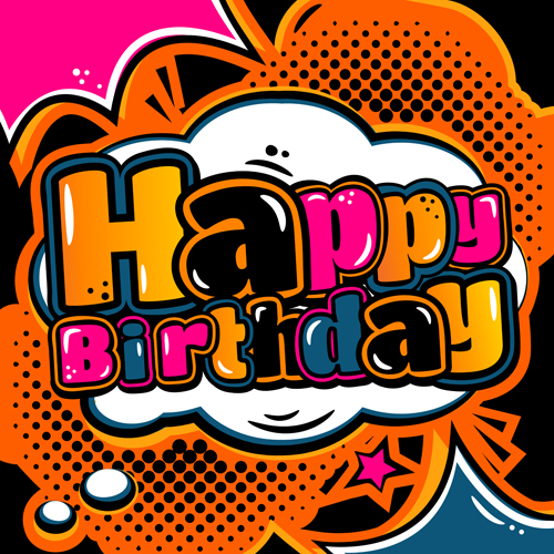 Cartoon styles happy birthday design vector 07