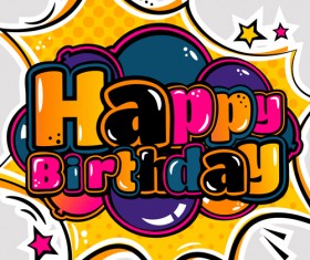 Cartoon styles happy birthday design vector 08