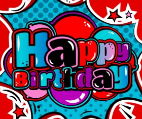 Cartoon styles happy birthday design vector 09