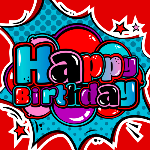Cartoon styles happy birthday design vector 09