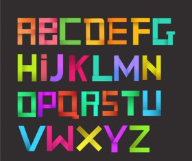 Colorful origami letters vector set