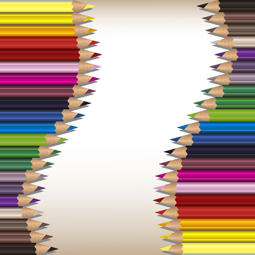 Colorful pencils backgrounds vector set 01