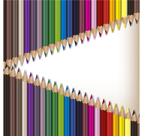 Colorful pencils backgrounds vector set 04