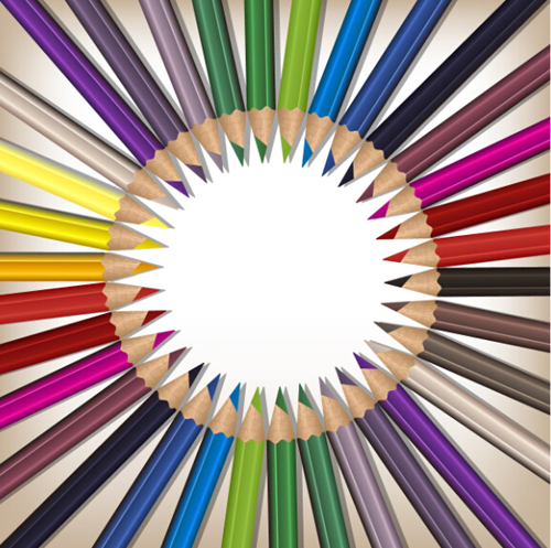 Colorful pencils backgrounds vector set 09