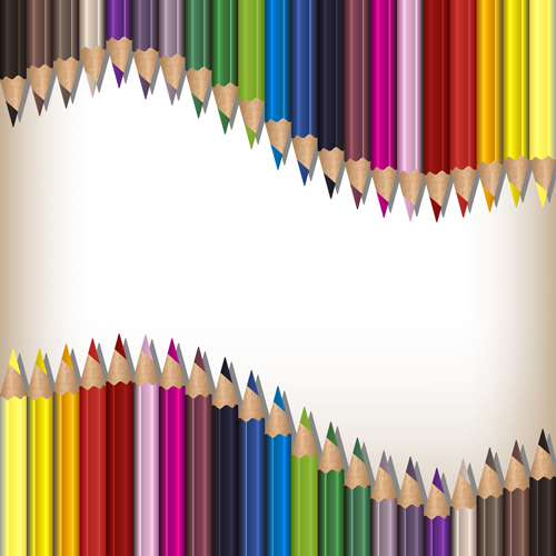 Colorful pencils backgrounds vector set 10