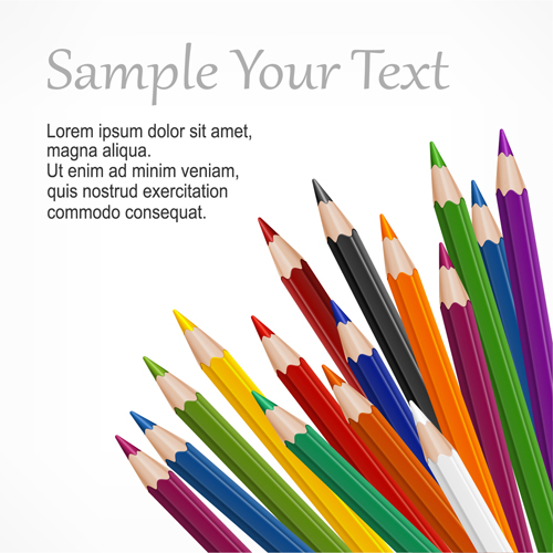 Colorful pencils backgrounds vector set 14