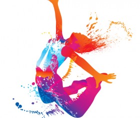 Colorful pint with dancers vector material 01