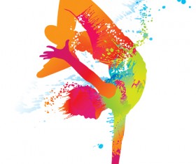 Colorful pint with dancers vector material 02