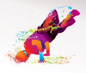 Colorful pint with dancers vector material 03