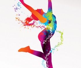Colorful pint with dancers vector material 04