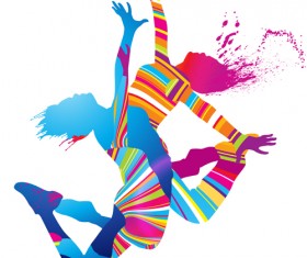 Colorful pint with dancers vector material 05