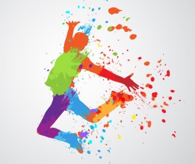 Colorful pint with dancers vector material 06