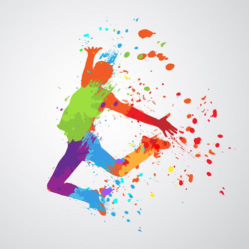 Colorful pint with dancers vector material 06