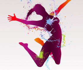 Colorful pint with dancers vector material 07