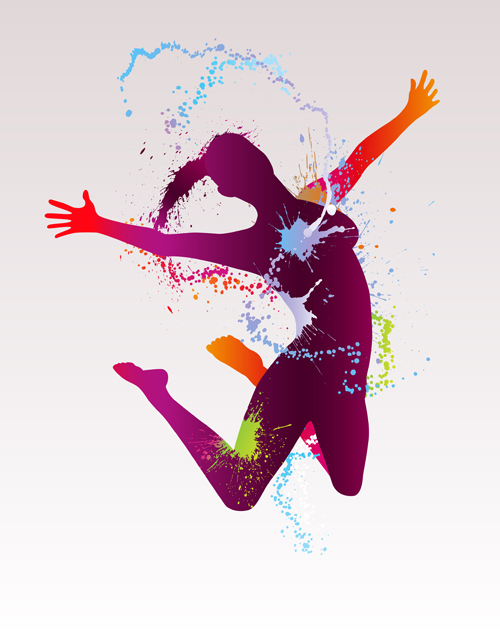 Colorful pint with dancers vector material 07