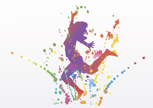 Colorful pint with dancers vector material 08