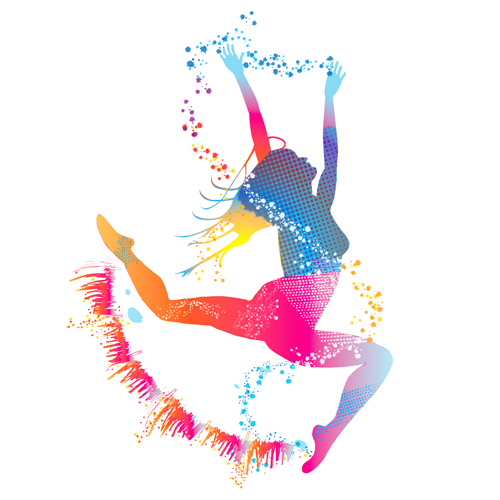 Colorful pint with dancers vector material 09