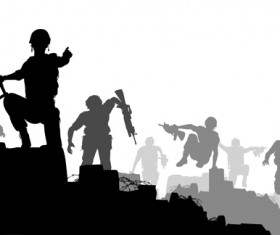 Combat troops vector silhouette