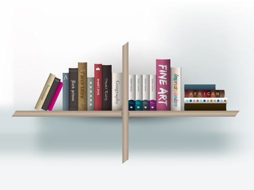 Creative book shelf vector design 01