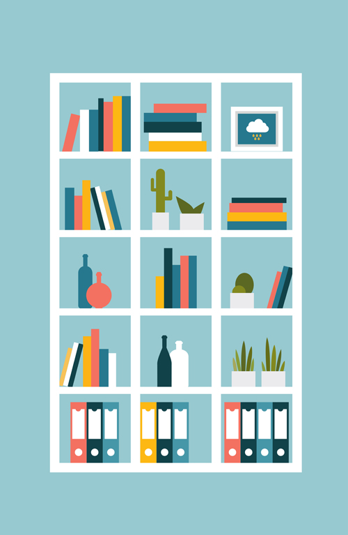 Creative book shelf vector design 10