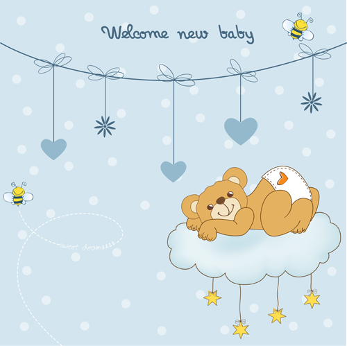 Cute baby card vector design 06