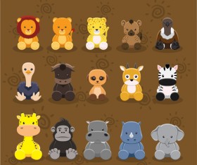Cute cartoon animal set vector 02
