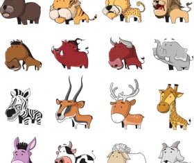 Cute cartoon animal set vector 03