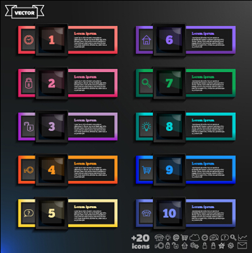 Dark infographic with diagram business template vector 01