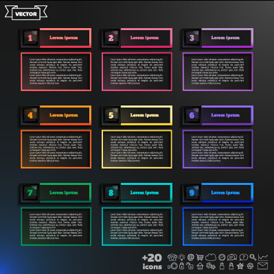 Dark infographic with diagram business template vector 02