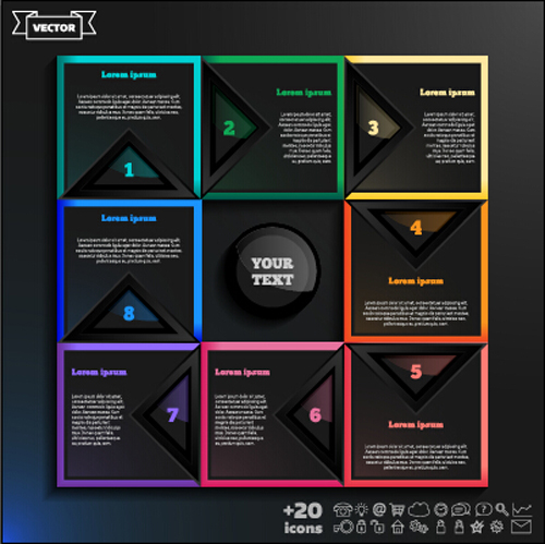 Dark infographic with diagram business template vector 04