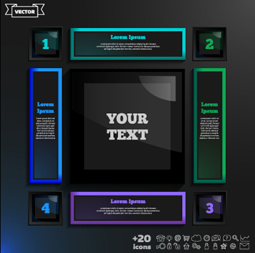 Dark infographic with diagram business template vector 05