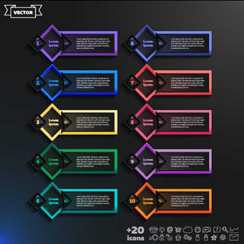 Dark infographic with diagram business template vector 09
