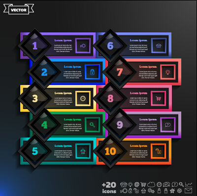 Dark infographic with diagram business template vector 13