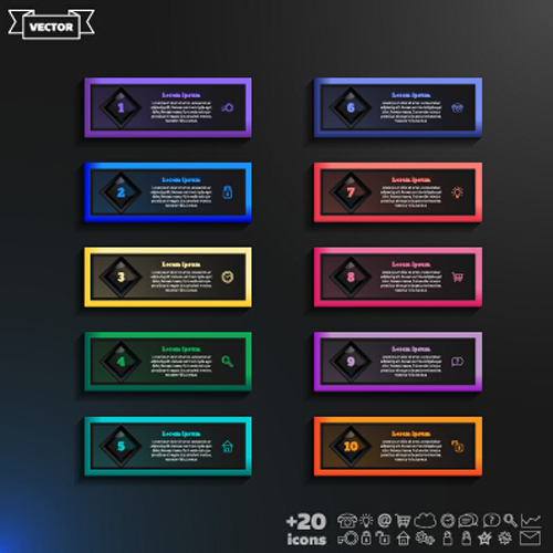 Dark infographic with diagram business template vector 14