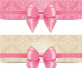 Decor banners with pink bow vector