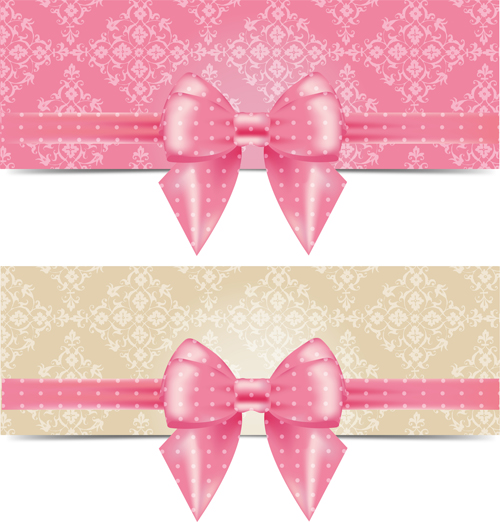 Decor banners with pink bow vector