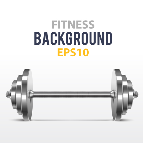 Dumbbell with fitness background vector 01