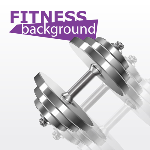 Dumbbell with fitness background vector 04
