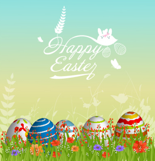 Easter egg with green grass background vector