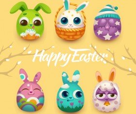 Easter rabbit cards vector material 01