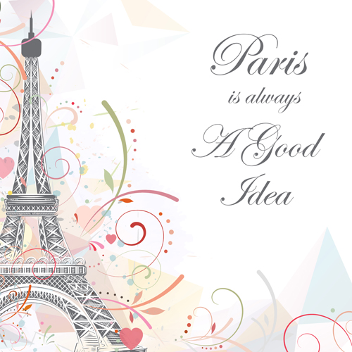 Eiffel tower with abstract background vector 01